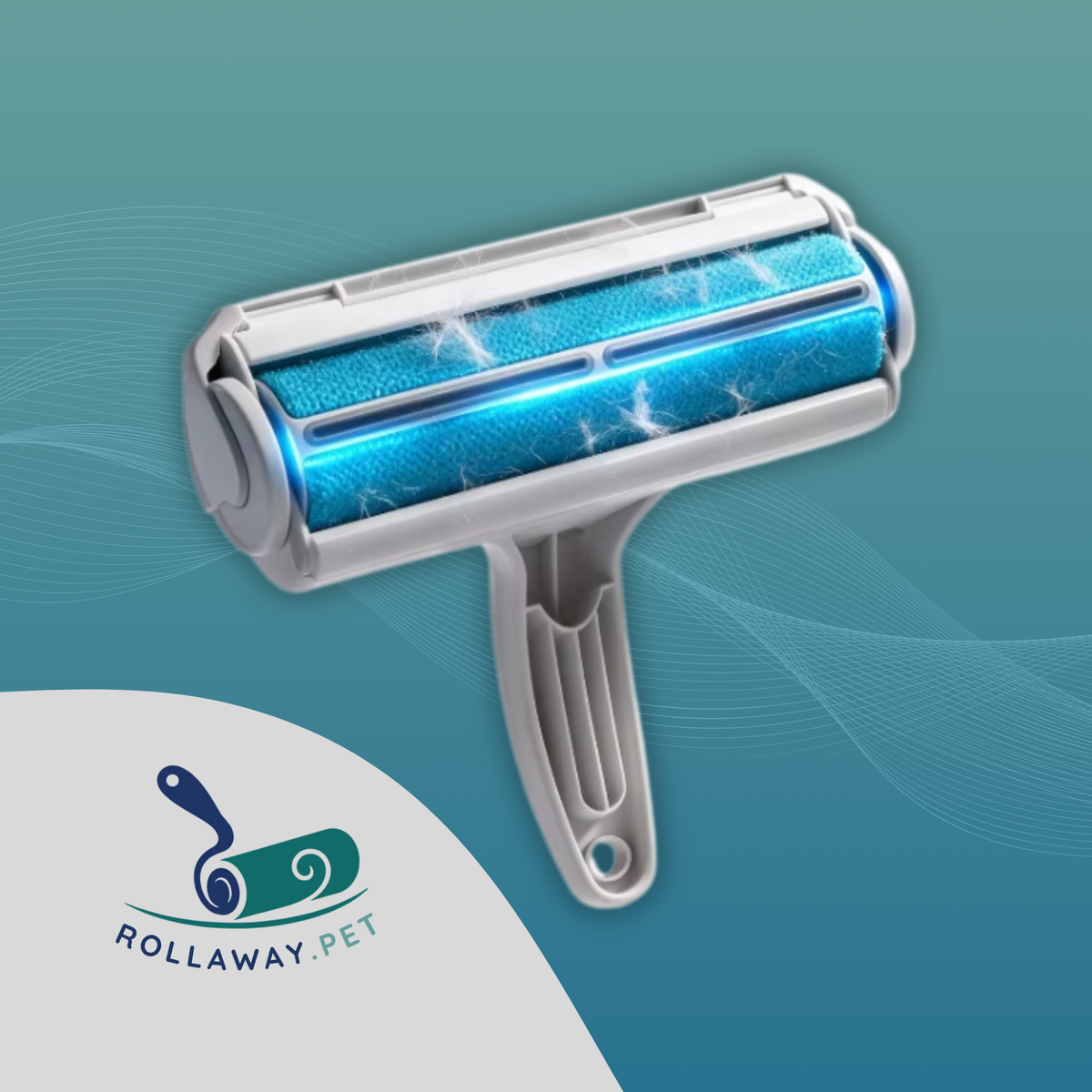 Rollaway Pet Fur Remover Roller with Self-Cleaning Base